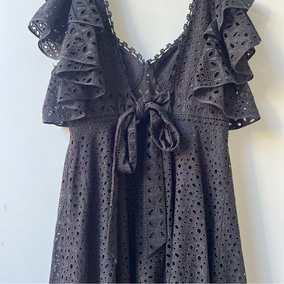 Charo Ruiz Ibiza Linda Ruffled Broderie Anglaise Midi Dress - Size L - Black - Picture 9 of 15